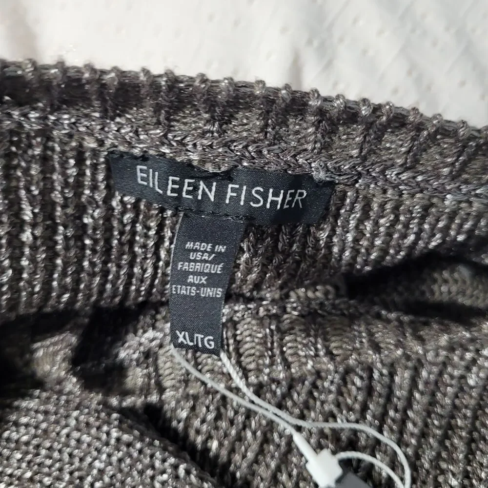 NEW Eileen Fisher XL top tunic ribbed stretch scoop neck longsleeve rye